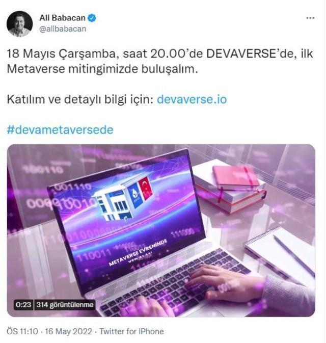 DEVA Partisi Metaverse'teki dünyanın ilk siyasi mitingini verecek