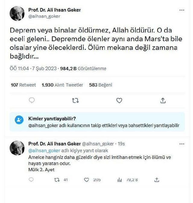 'Deprem öldürmez' diyen profesöre savcılık soruşturması