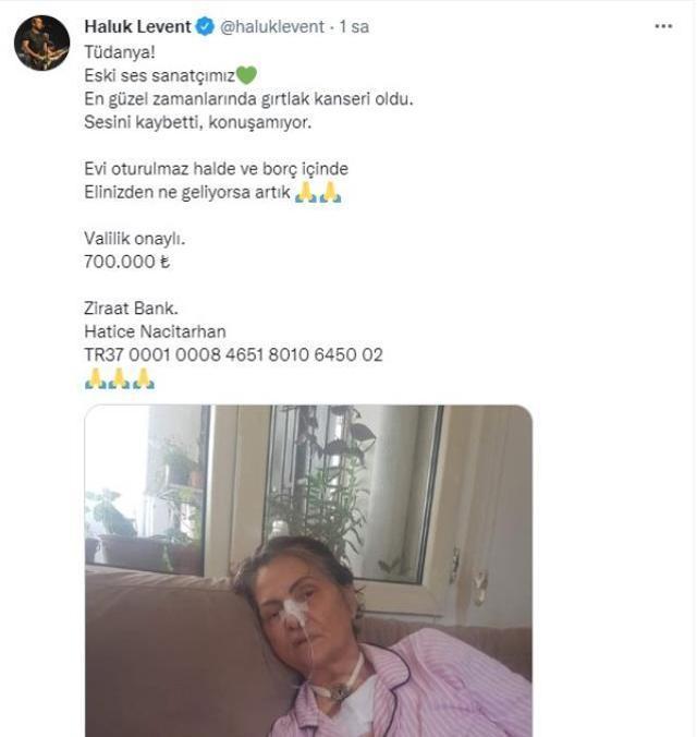 Haluk Levent, kanserle mücadele eden Tüdanya'nın son halini paylaşarak yardım istedi