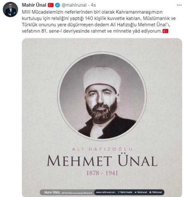 AK Partili Mahir Ünal dedesinin fotoğrafını paylaştı, sosyal medya kullanıcıları 'Cumhuriyet' göndermesi yaptı