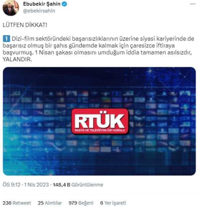 Emre Kınay'ın bomba iddiasına RTÜK Başkanı'ndan jet hızında yalanlama: Çaresizce iftiraya başvurdu