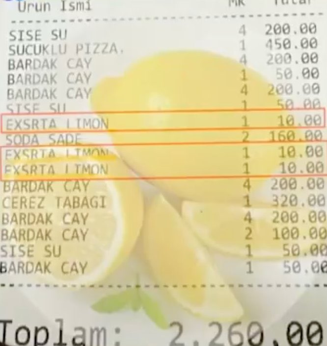 Çayın yanında getirdikleri limona bile para istediler