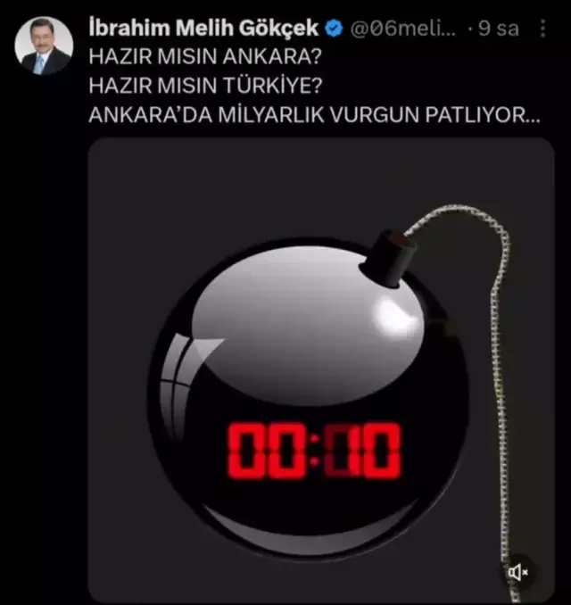 Melih Gökçek'in sosyal medya paylaşımı