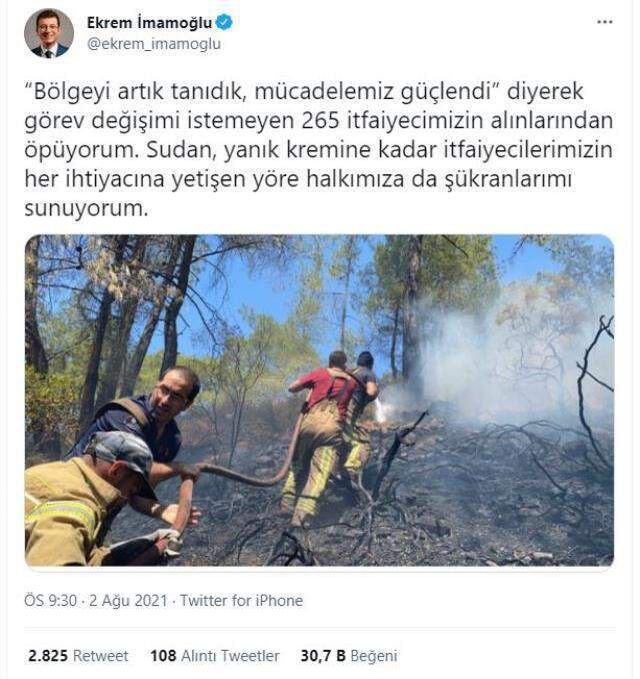 Ekrem İmamoğlu, 265 itfaiyecinin kahramanlığını paylaştı: Alınlarından öpüyorum