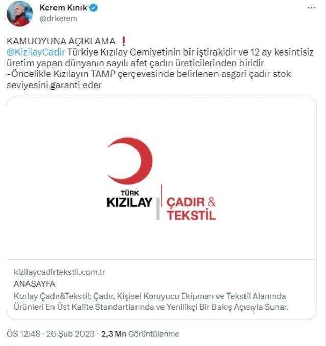 Kızılay'ın Ahbap'a çadır satmasına ünlü isimlerden tepki geldi