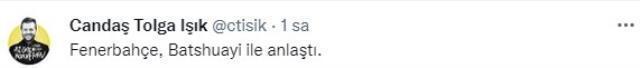 Candaş Tolga Işık'tan sosyal medyayı sallayan paylaşım: Fenerbahçe, Batshuayi ile anlaştı