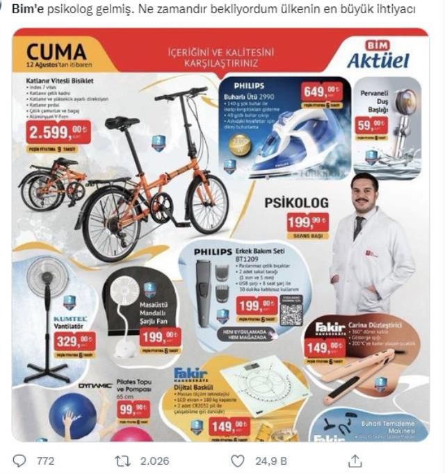 BİM'e 12 Ağustos'ta psikolog geleceğine dair yayınlanan afiş görseli