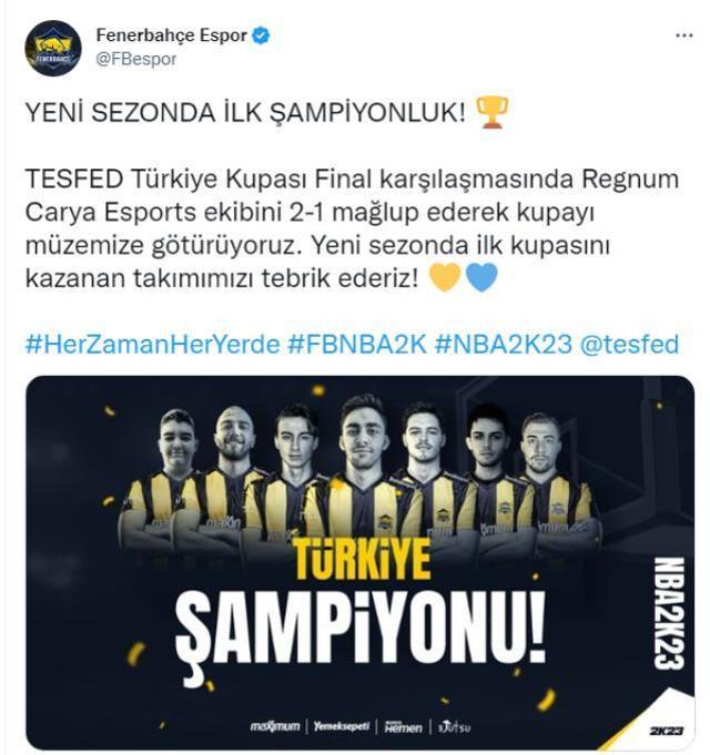 Kupa Fenerbahçe'nin! Fenerbahçe Espor, Türkiye Şampiyonu oldu