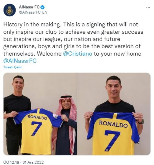 Son dakika: Cristiano Ronaldo resmen Al Nasrr'da! Futbol tarihinin en büyük yıllık ücretini kazanacak