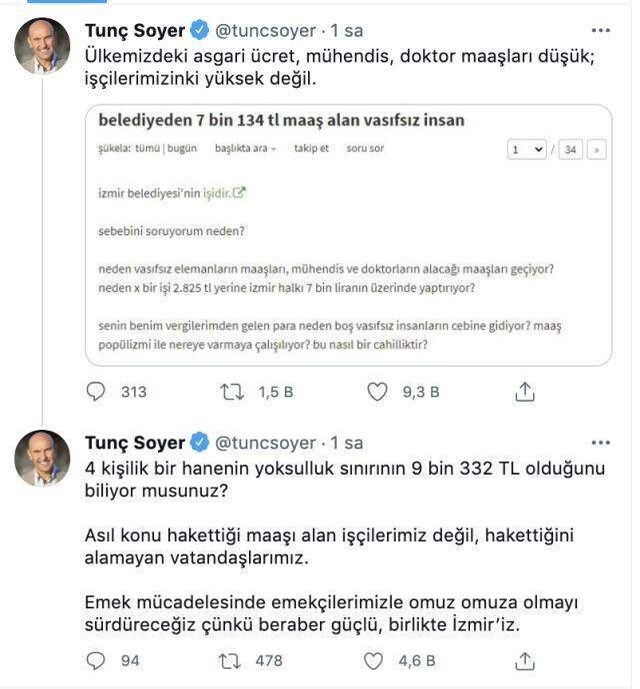 İzmir Büyükşehir Belediyesi'nde en düşük işçi maaşına gösterilen tepkilere Başkan Soyer'den yanıt: Asıl konu hak ettiğini alamayanlar