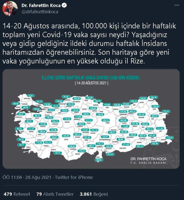 İl il koronavirüs vaka sayıları kaçtır? 14-20 Ağustos İl il güncel koronavirüs risk haritası ve haftalık vaka sayıları açıklandı mı?