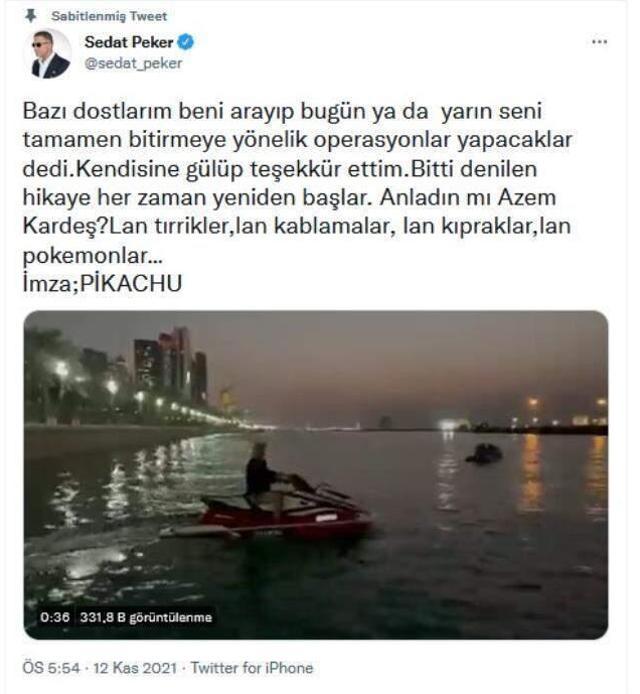 Sedat Peker'den aylar sonra yeni video! Mesajını jet ski üzerinden verdi