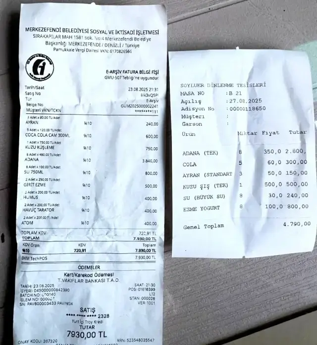 Belediyenin sosyal tesisinde yemek yiyen vatandaş, gelen hesapla şoke oldu