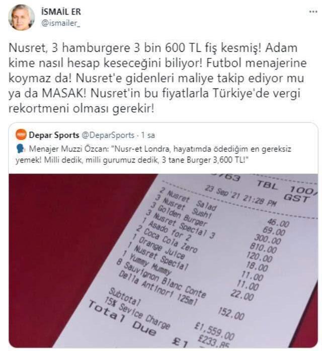 3 burger için 3 bin 600 TL! Nusret'in yeni restoranındaki fiyatlar tepkilere neden oldu