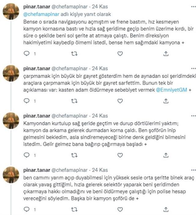 Eski MasterChef yarışmacısı Pınar Tanar, trafikte korku dolu anlar yaşadı: Kamyon şoförü tarafından öldürülmeye çalıştım