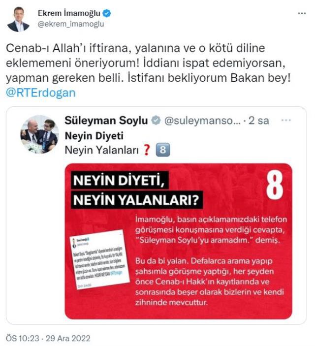 Düelloda söz sırası İmamoğlu'nda: İstifanı bekliyorum Bakan bey