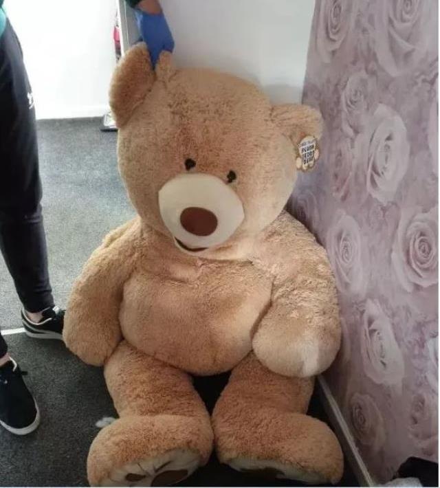 Baskına gittikleri evde oyuncak ayının nefes aldığını fark eden polisler, büyük sürpriz yaşadı