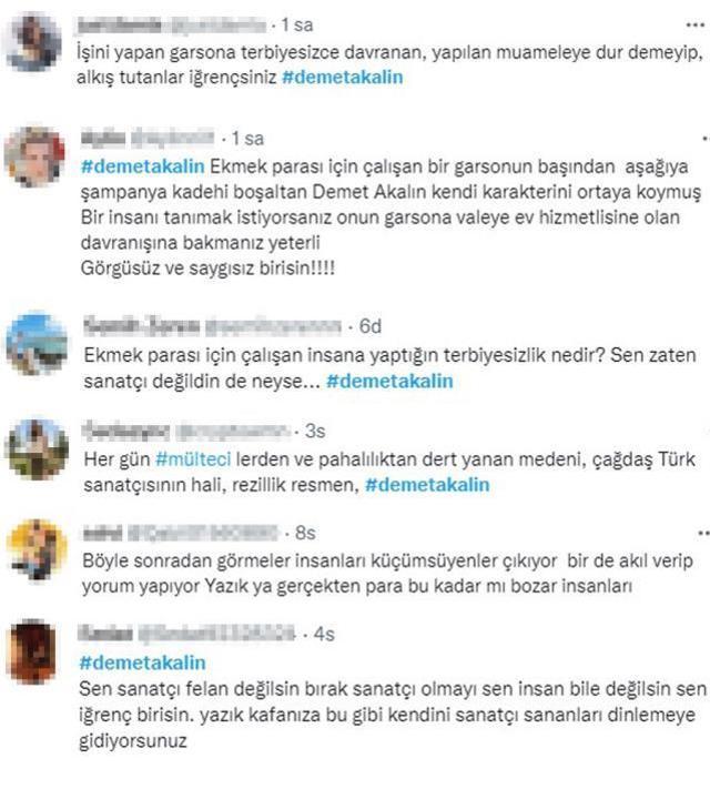 İçkiyi garsonun başından aşağı döken Demet Akalın, Twitter'da linç ediliyor