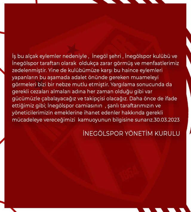 Türk futbolunun 70 yıllık kulübünde deprem! İnegölspor, iki futbolcunun şikeden tutuklandığını açıkladı