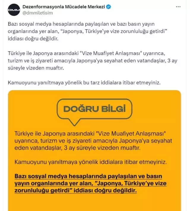 Japonya'nın Türkiye'ye Vize Zorunluluğu İddiası Yanlış