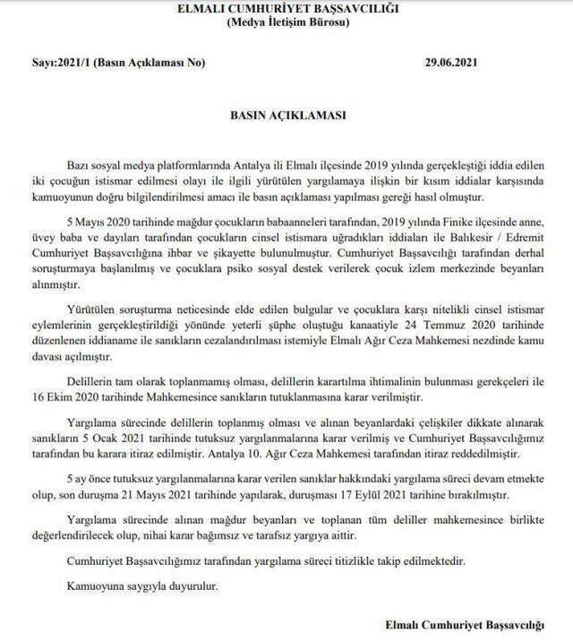 Son Dakika! Savcılıktan Elmalı'da iki kardeşin istismarına ilişkin davayla ilgili açıklama: Tutuksuz yargılama talebi reddedildi