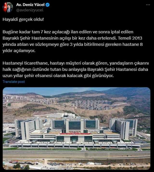 İzmir Bayraklı Şehir Hastanesi ne zaman açılacak? Şehir Hastanesi açılış tarihi nedir, hangi gün açılış olacak?