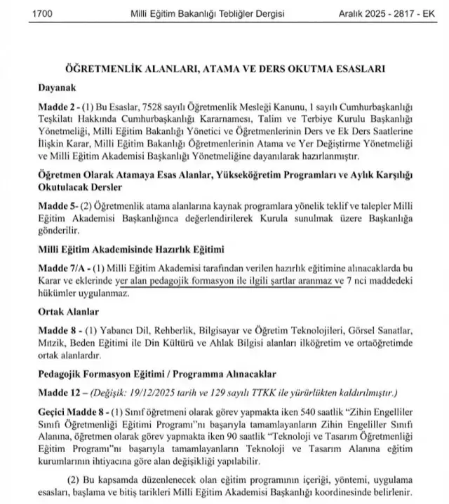 Öğretmenlikte bir devrin sonu! MEB pedagojik formasyonu resmen kaldırdı