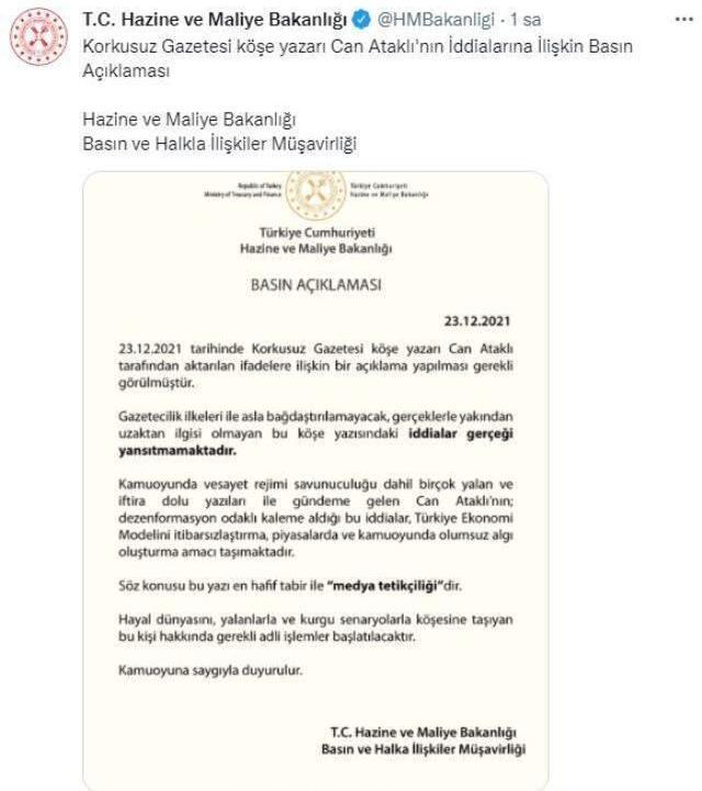 Doların düşmesinden önce Bakan Nebati ile Berat Albayrak'ın görüştüğü iddialarına Hazine Bakanlığı'ndan yalanlama
