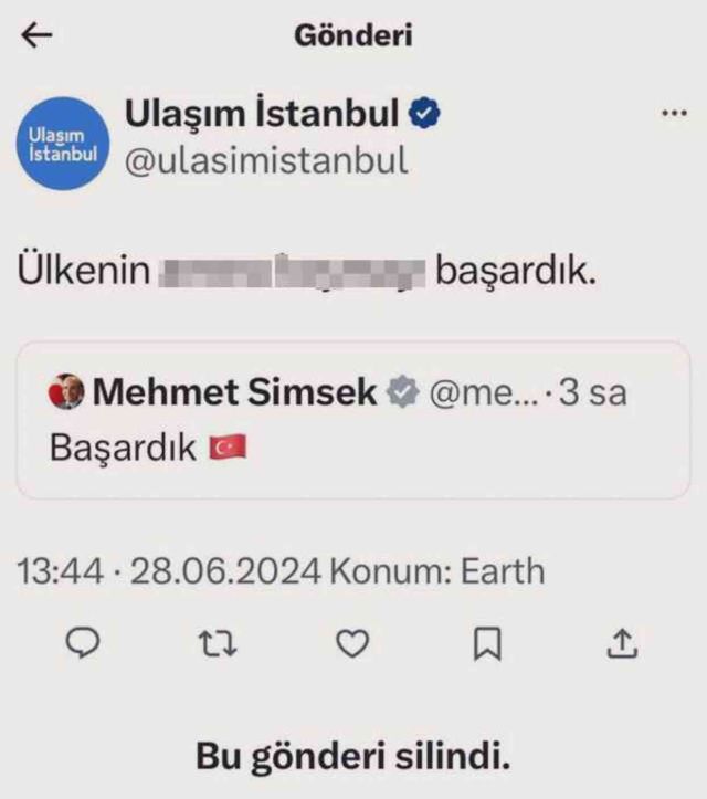 İBB'nin sosyal medya hesabı, Bakan Şimşek'in paylaşımına küfürlü yorum yaptı