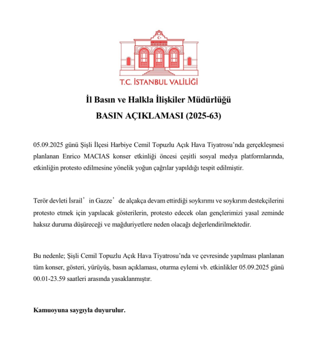 İsrail'e verdiği destekle bilinen Enrico Macias'ın İstanbul'daki konseri iptal edildi