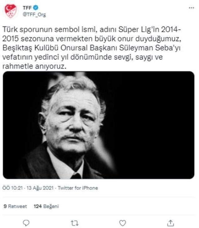 Fenerbahçe ve Galatasaray, ezeli rakip Beşiktaş'ın efsane başkanı Süleyman Seba'yı andı