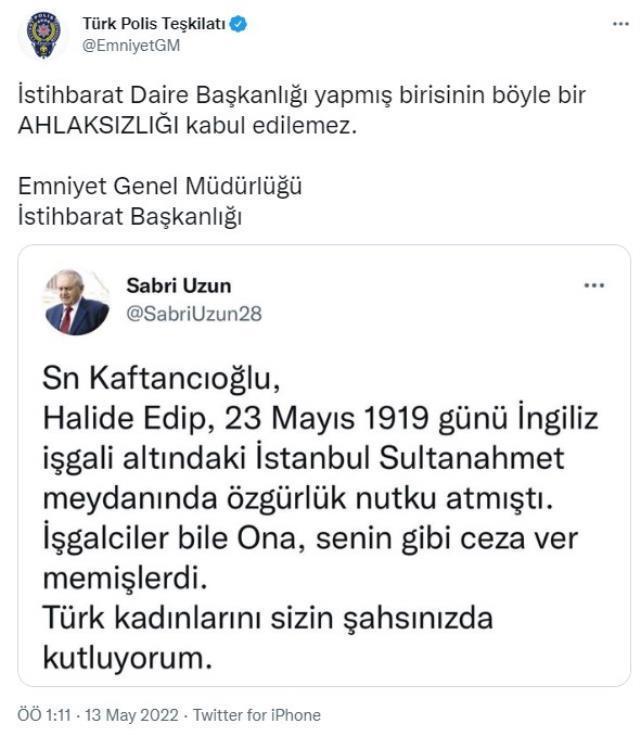 Emniyet'in Kaftancıoğlu'na destek veren eski istihbaratçıya tepki gösterdiği paylaşım gündem oldu