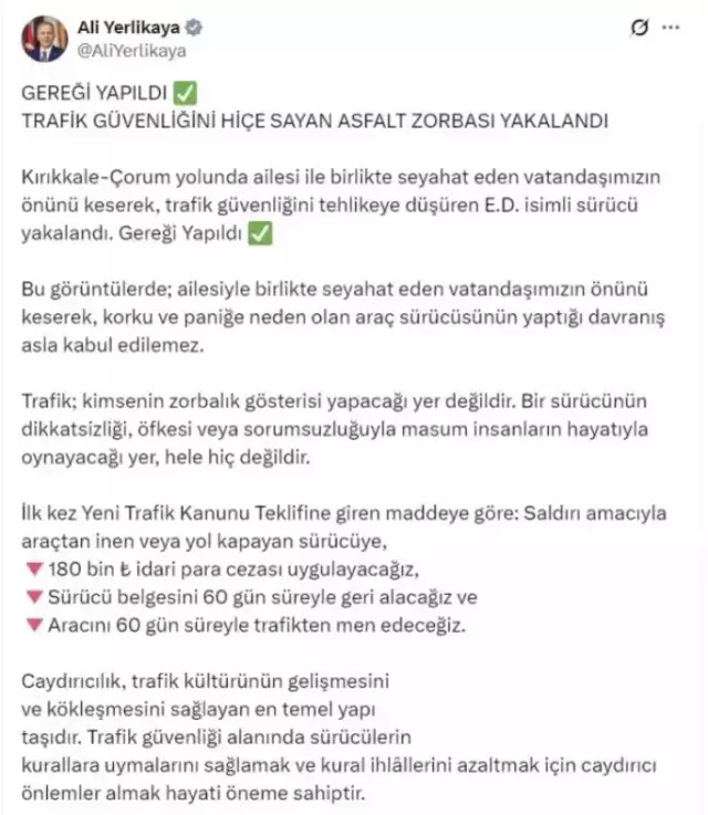 Kırıkkale-Çorum yolunda yol kesme anı