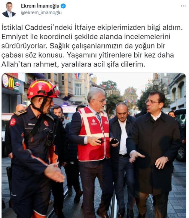İmamoğlu bombalı saldırının yaşandığı İstiklal Caddesi'nde