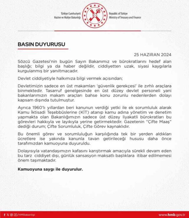 Tasarruf tedbirleri varken Bakan Şimşek neden lüks araca biniyor? Hazine ve Maliye Bakanlığı'ndan açıklama var