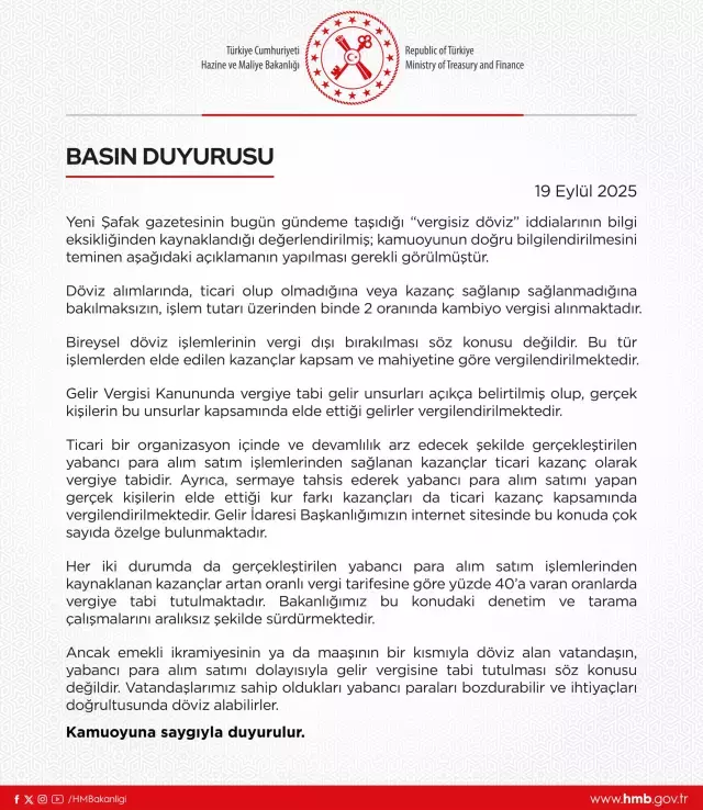Hazine ve Maliye Bakanlığı 'vergisiz döviz düzeni' iddialarını yalanladı