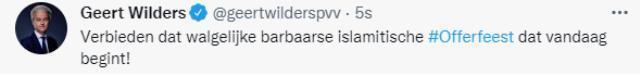 İslam düşmanı ırkçı Geert Wilders'dan Kurban Bayramı ile ilgili skandal paylaşım