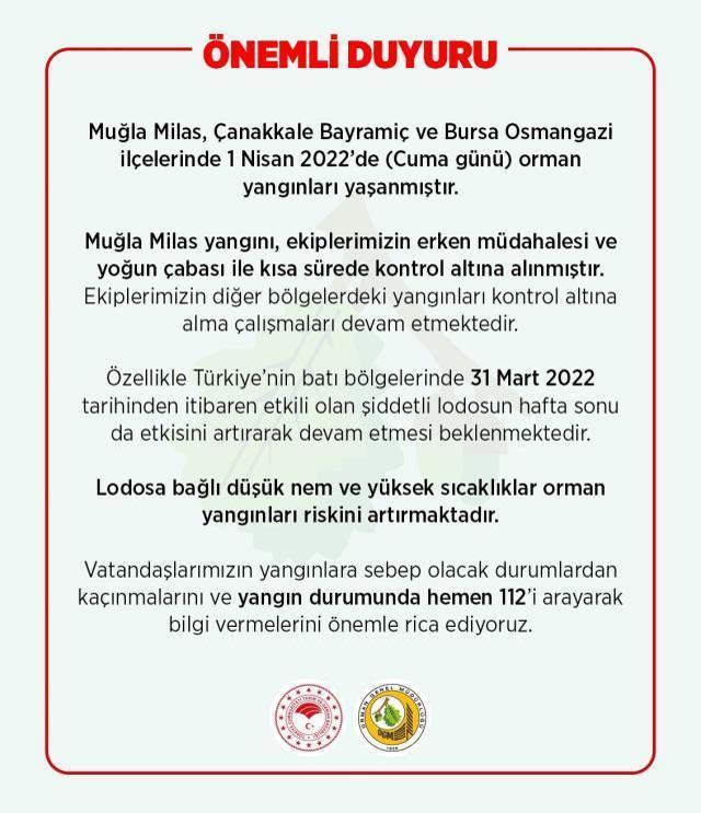 Havalar ısındı, orman yangınları başladı! OGM, hafta sonu için tehlikeye dikkat çekti