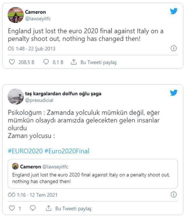 8 yıl önce atılan tweet gündem oldu! EURO 2020 finalinde İtalya'nın İngiltere'yi penaltılarla eleyeceğini bilmiş