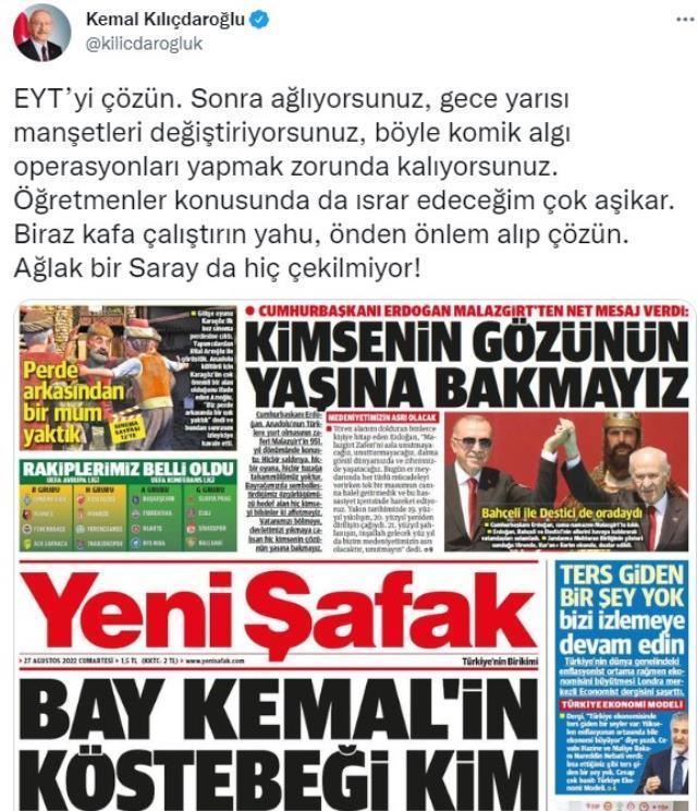 Kılıçdaroğlu: 'Biraz Kafa Çalıştırın Yahu, Önden Önlem Alıp Çözün. Ağlak Bir Saray da Hiç Çekilmiyor