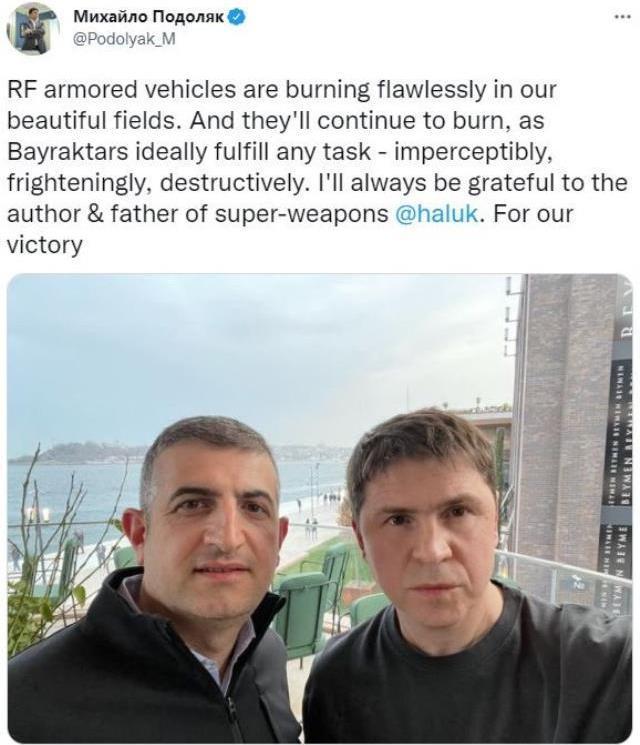 Müzakere için İstanbul'a gelen Zelenski'nin danışmanı, Bayraktar ile bir araya geldi: Minnettarız