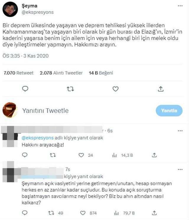 Deprem'de hayatını kaybeden genç kızın 3 yıl önceki paylaşımı sosyal medyayı sarstı: Melek demeyin, hakkımızı arayın