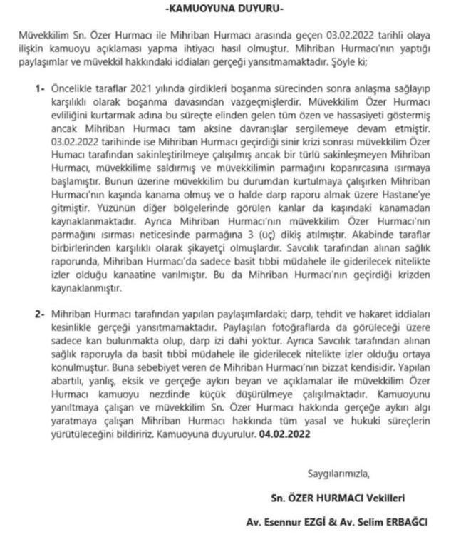 Kanlar içinde kalan eşinin iddialarına Özer Hurmacı'dan cevap geldi: Hepsi yalan, o beni ısırdı