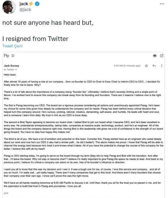 Twitter'ın CEO'su Jack Dorsey, görevinden istifa etti