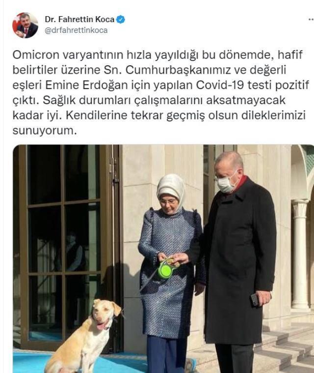 Bakan Koca, Cumhurbaşkanı Erdoğan ve eşinin sağlık durumunun iyi olduğunu açıkladı