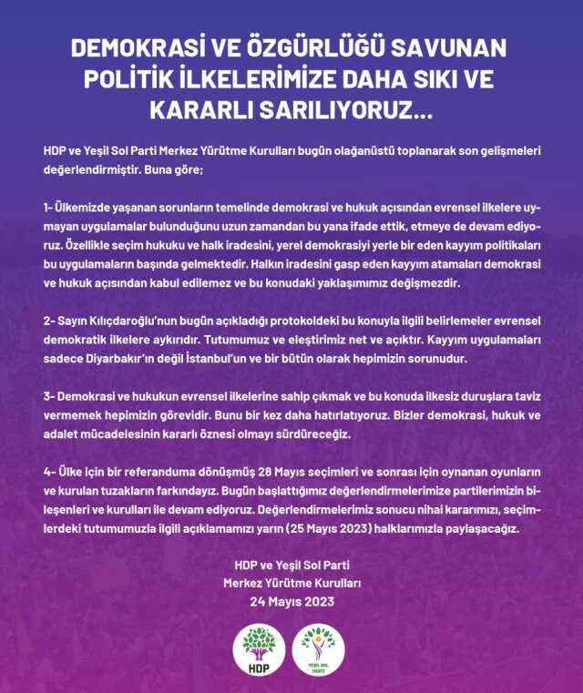 HDP ve Yeşil Sol Parti seçimlerde kimi destekleyecek? Yeşil Sol Parti kimi destekliyor? 2.tur HDP kimi destekleyecek?