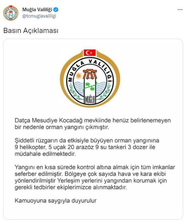 Datça'daki orman yangını rüzgarın etkisiyle büyüdü! Söndürme çalışmaları havadan ve karadan sürüyor