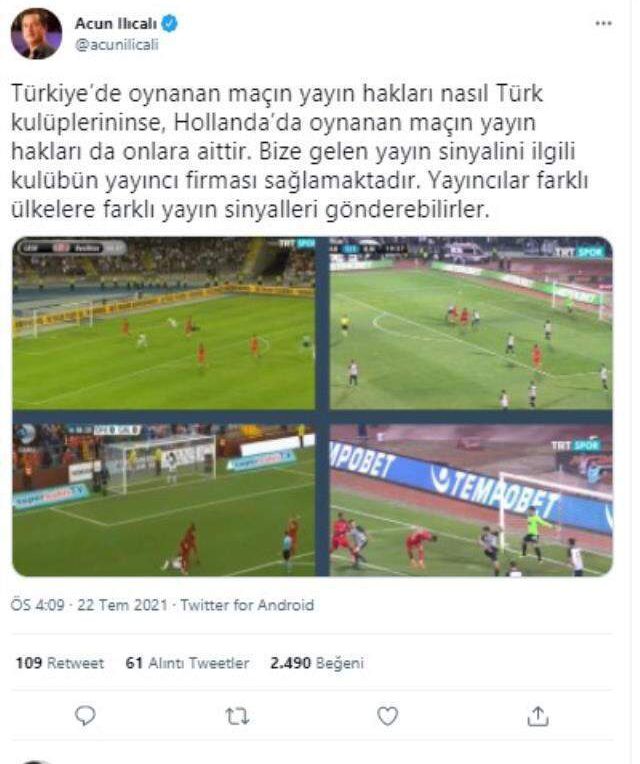 Acun Ilıcalı'dan maç yayınının illegal bahisten kaynaklı kesildiği iddiasına yönelik bir açıklama daha