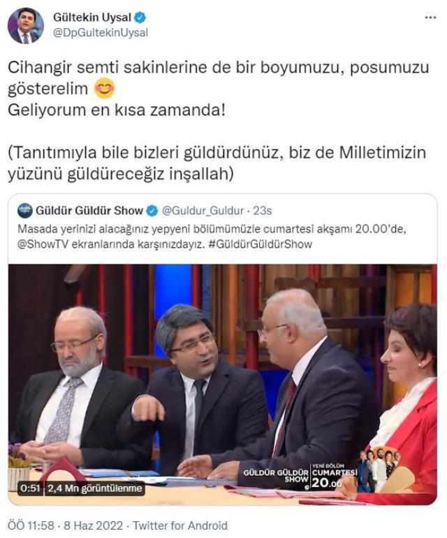 Güldür Güldür Show'un 6'lı masa skecine Davutoğlu ve Uysal'dan ilk yorum