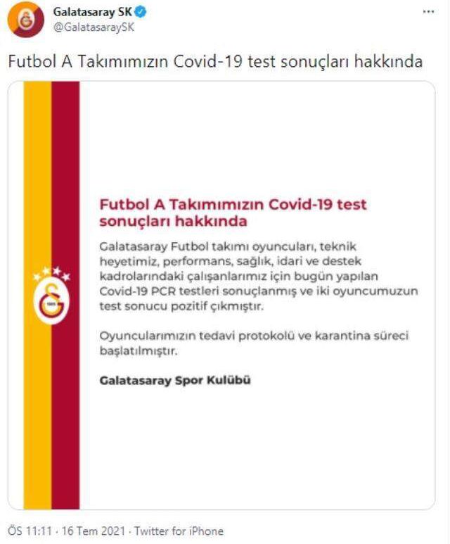 Galatasaray'da PSV maçına sayılı günler kala 2 futbolcu koronavirüse yakalandı